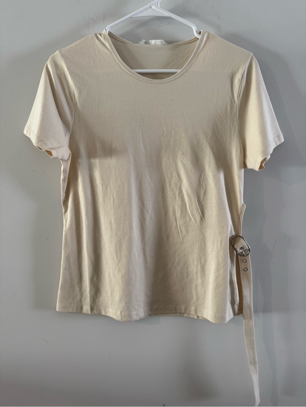 Zara Beige Side-Tie Short Sleeve Tank - Picture 2 of 7